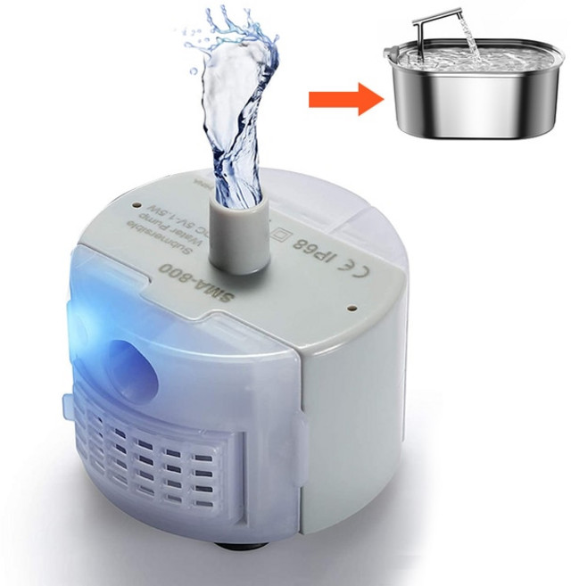 음수대 ROJECO스테인레스 스틸 고양이 물 분수용 워터 펌프 애완 동물 급수대 급수기 디스펜서 교체용, Only Water Pump_CHINA