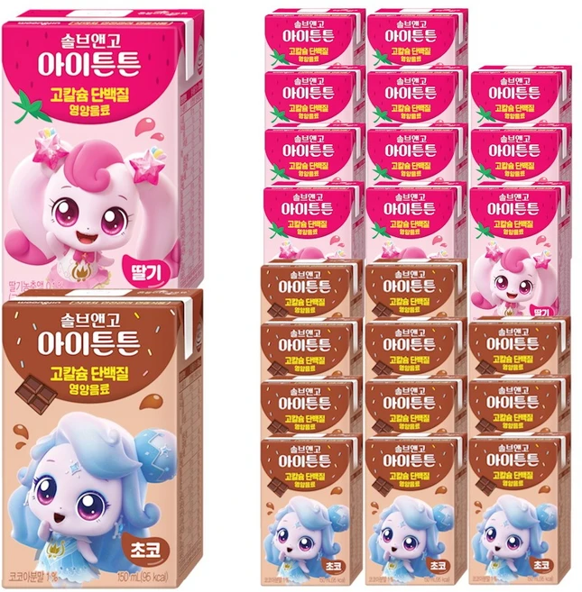 캐치티니핑 솔브앤고 아이튼튼 초코 + 딸기 혼합 24입, 24개, 150ml - 쿠팡