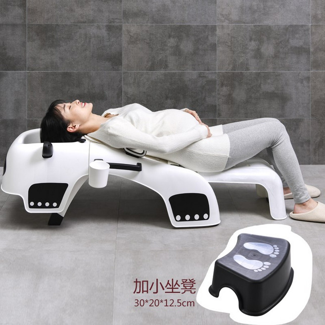 샴푸의자 성인 환자 어르신 머리감기 목욕 용품 휴대, 확장 버전 (흰색) + 작은 의자, 화이트