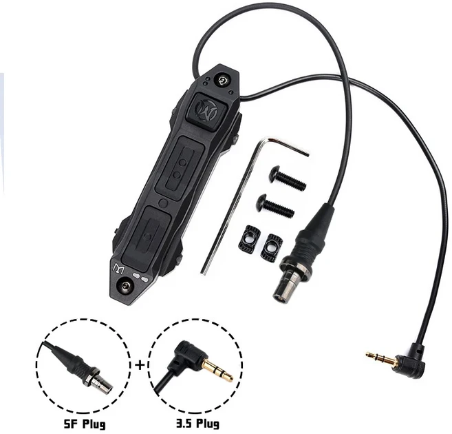 Wadsn 에어소프트 압력 스위치 손전등 Ngal DBAL-A2 PEQ-15 레이저 원격 단추 20mm 피카티니 레일에 적합 M, 01 CHINA, 05 BK SF 3.5Plug
