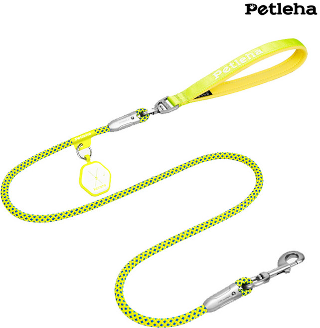 강아지 리드줄 산책줄 중형견 대형견 튼튼한 펫리치, 1개, 옐로우+배변봉투 1롤