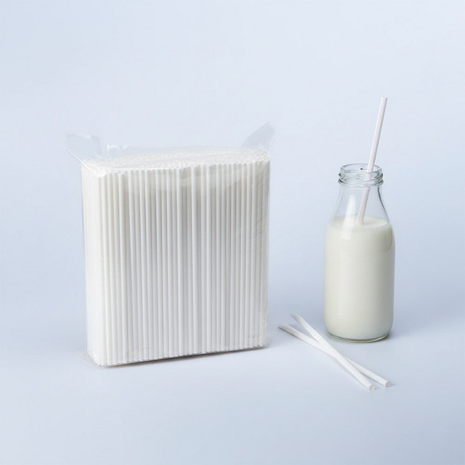 우유빨대 3파이 유백색 벌크포장 요구르트빨대 카프리썬빨대 대용량 15cm, 1세트, 1000개입