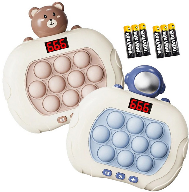 로앤제이 푸쉬팝게임기 KC인증 999레벨 6세대 전자팝잇 뽁뽁이 게임기 스피드킹, 중형/우주인X곰돌이, 1개