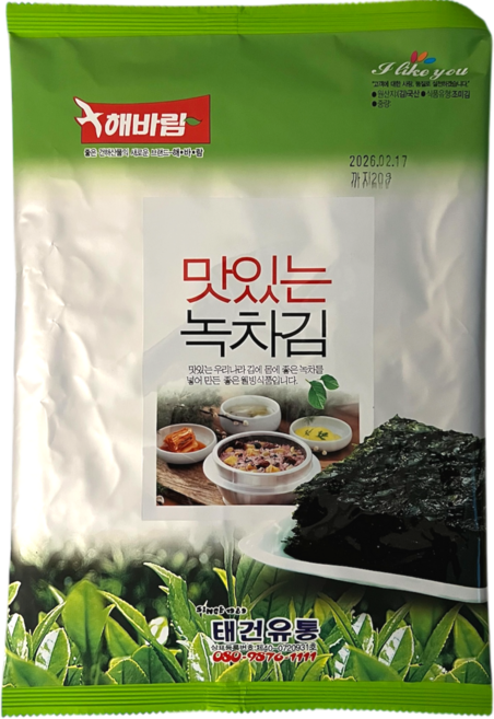 짭잘하고 맛있는 전장김 녹차김 자취반찬 식탁김 [미섬태건유통] [원산지:국산], 6개, 20g