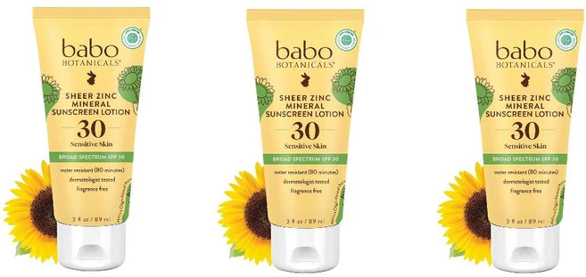 Babo Botanicals 바보보타니칼 선크림 로션 시어 징크 미네랄 SPF 30 89ml 3팩 - 쿠팡