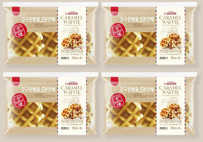 삼립 리에주 카라멜 와플 4봉 (32입) 편의점 사무실 회사 간편 간식