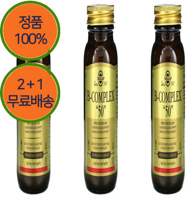 2+1 솔가 복합 비타민B 컴플렉스 티아민 리보플라빈 니아신 피리독산 콜린 100캡슐, 100개, 1개
