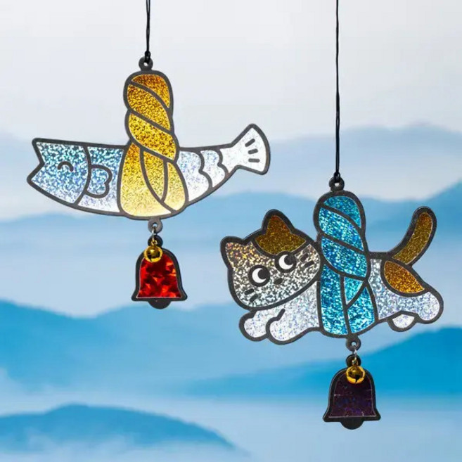 eva 액막이 도어벨 풍경종 만들기재료 현관문 인테리어소품 현광미니종 행운부적 액막이명태 포일아트, 1개, 명태