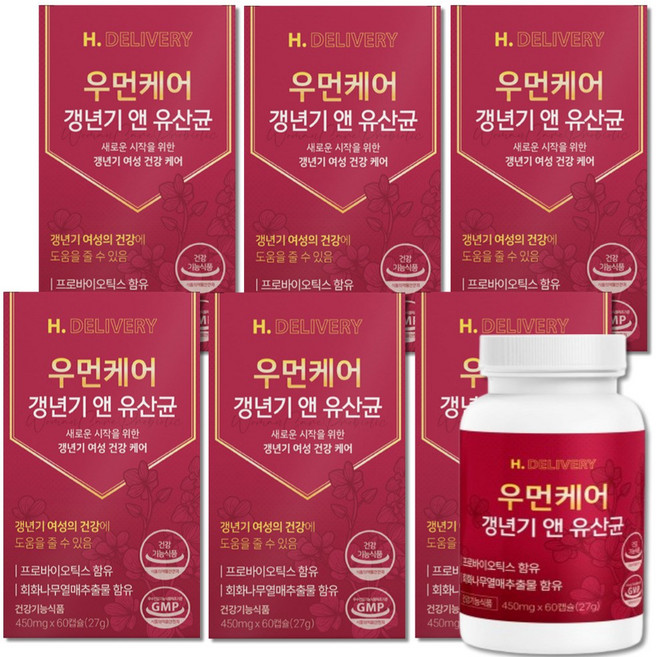 여성 갱년기 유산균 식약청인증 회화나무 열매 추출물 갱년기 영양제 우먼케어 헬씨딜리버리, 6개, 60회분