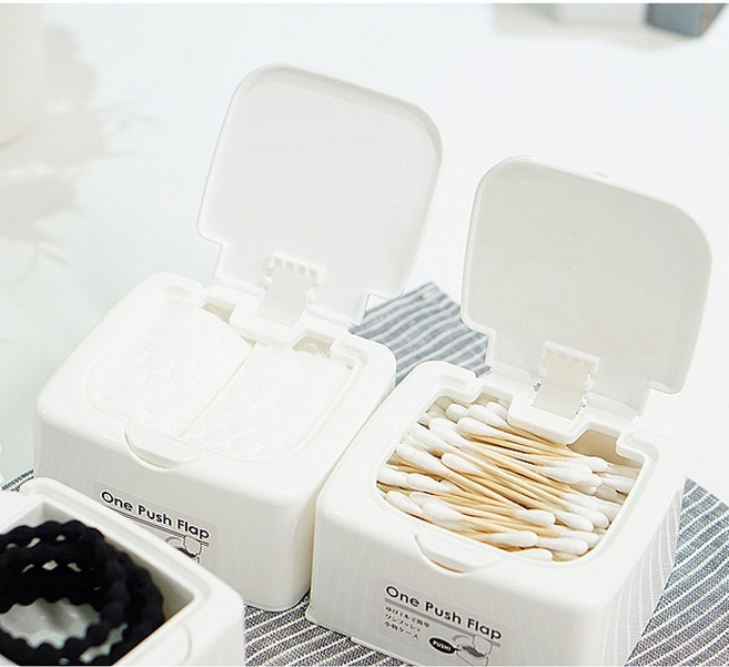 [비다하우스] 원터치 정리함 면봉 화장솜 보관함, 1구케이스, 1개
