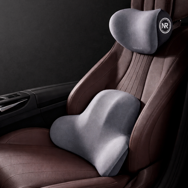 차량 쿠션 세트 자동차용품 허리 차량용 헤드레스트 메모리폼 자동차허리쿠션, 그레이, 1개