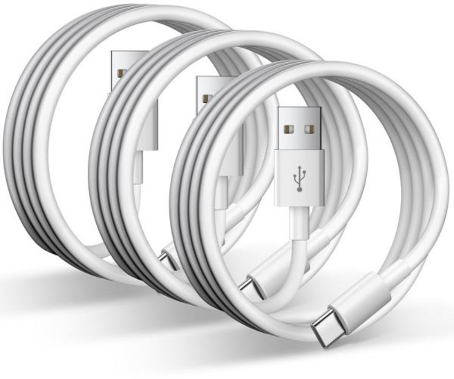 10피트/롱 USB to C 케이블 2개 세트 10피트 타입 충전 A USBC 고속 아이폰용 17 16 프로 맥스 갤럭시 S25/S24/S23 아이패드 프로/에어 파이어 HD, 5ft, White, 3