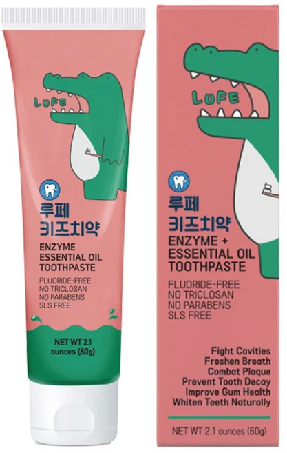 루페 키즈치약 무불소 자연원료 효소 천연 계면활성제 충치예방 안전한 주니어 어린이 아기 치약, 1개, 60g - 쿠팡