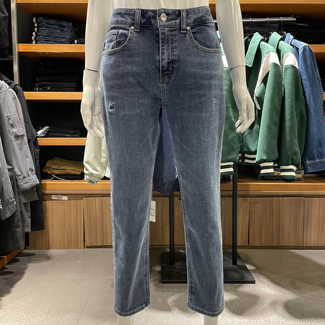 닉스 여성 베스트 면폴리 스판 중청 워싱 세미 보이프렌드 핏 힙라인 여유한사이즈 작게입어도 편안한 데일리 청바지 F-NBR-DDB530