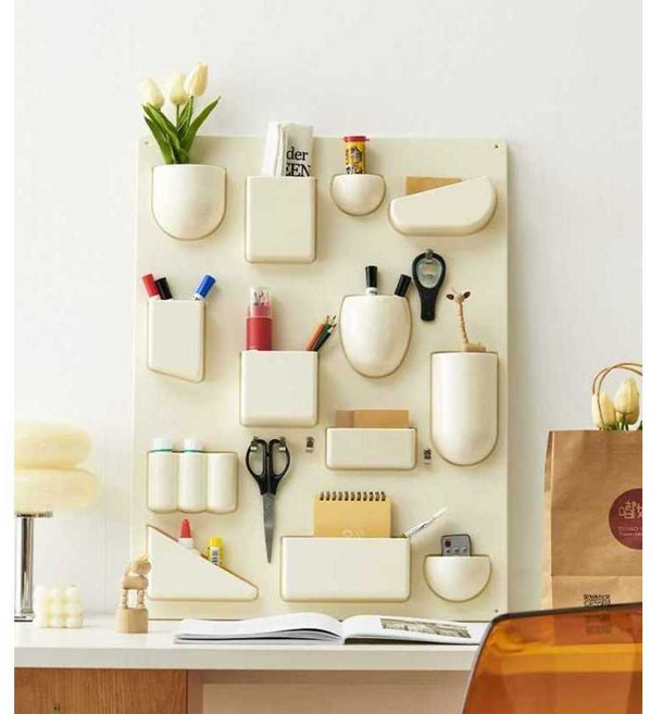 벽걸이 소품 수납함 스토리리보드 기숙사 주방 정리 보관함, 오프 화이트