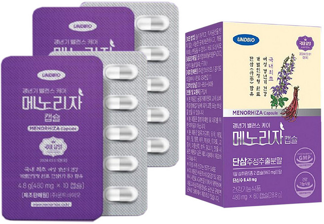 [AC-Mall] 갱년기 한달 케어/메노리자 30일분/GMP 건강기능식품 국내최초 단삼추출 여성 갱년기 밸런스케어/중년여성 건강관리, 28.8g, 1세트