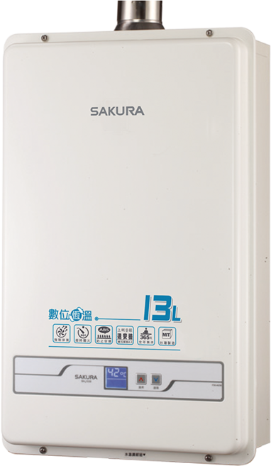 SAKURA櫻花 SH1335FE(天然) 13公升 數位溫強制排氣熱水器 (送標準安裝), SH-1335FE(天然)