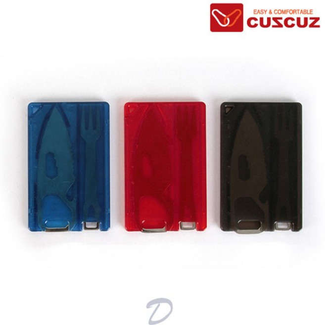 캠핑용품 카드형 포크 나이프 멀티툴, 레드, 1개