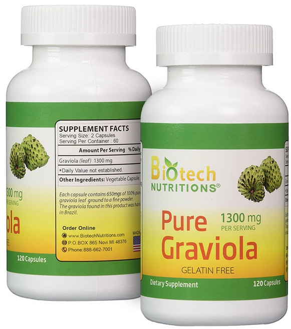 Biotech Nutritions 바이오텍 퓨어 그라비올라 1300mg 120캡슐, 1개, 120정