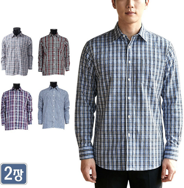 [1+1]야인시대 봄여름가을 다용도 베이지 체크남방셔츠 작업 일상 캐쥬얼 남방