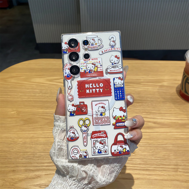 아펙시움 휴대폰케이스 갤럭시 S24 S25 S26 울트라 맥세이프 투명 낙상 방지 지지대 팔찌 케이스 고양이 놀이터