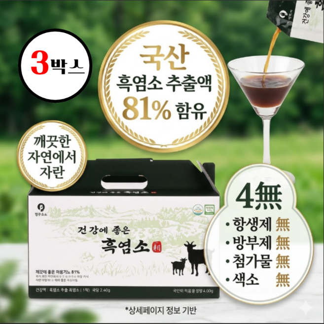 데일업 국산 흑염소 추출액 HACCP 식약처 인증 액상파우치형 액상차, 3개, 2.4kg