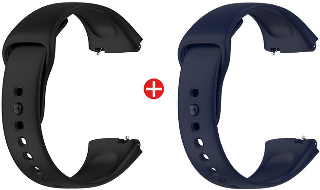 샤오미 레드미 워치3 액티브 호환 실리콘 스트랩 (2개), 블랙+네이비, 1개