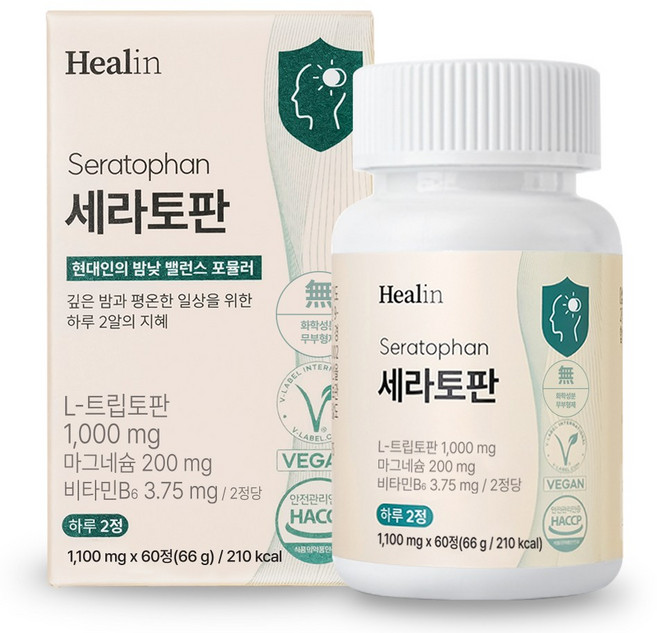 힐린 세라토판 L 트립토판 500mg 세로토닌 전구체, 1박스, 60정