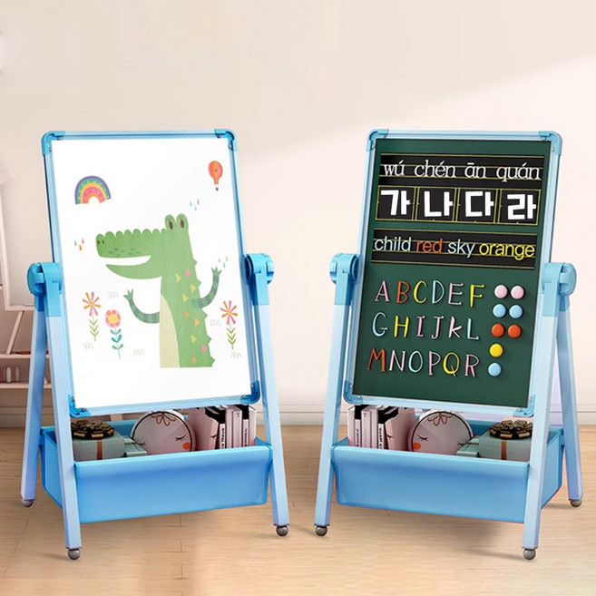 빅사이즈 양면 자석 화이트 칠판 유아 어린이 양면 높이조절 보드 피넛, 블루, 1개