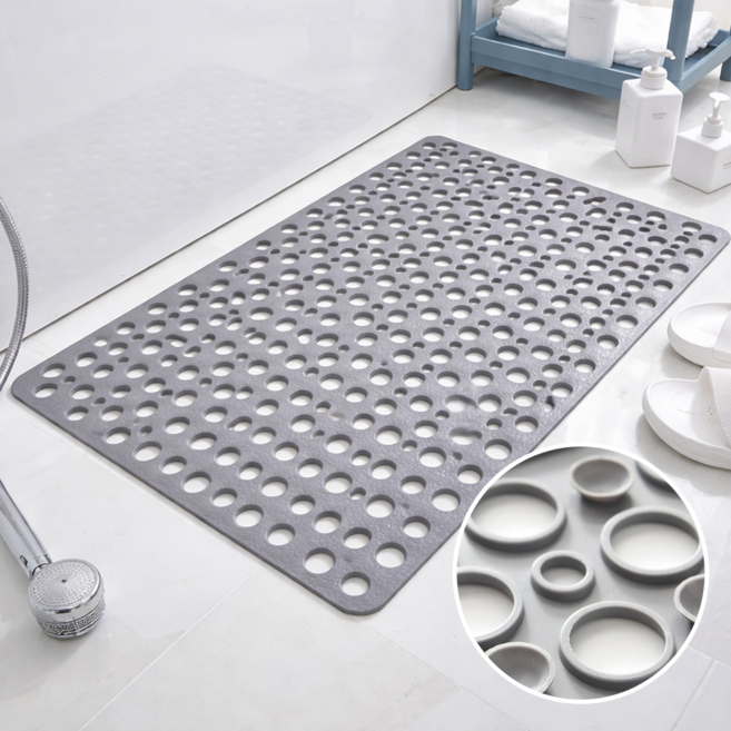 FLYN 욕실매트 미끄럼방지 흡착형 물빠짐, 1개, 그레이