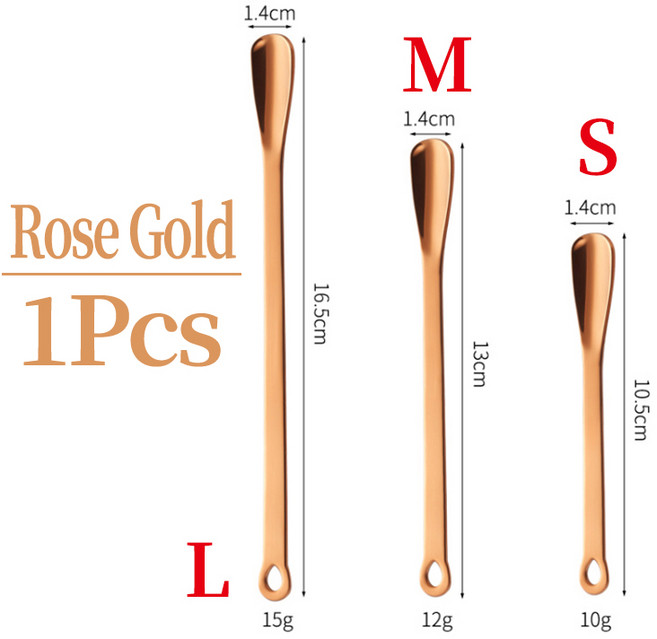 304 스테인리스 스틸 커피 스푼 고급 혼합 디저트 아이스크림 미니 조미료 파우더, 01 1pcs-S, 03 rose gold