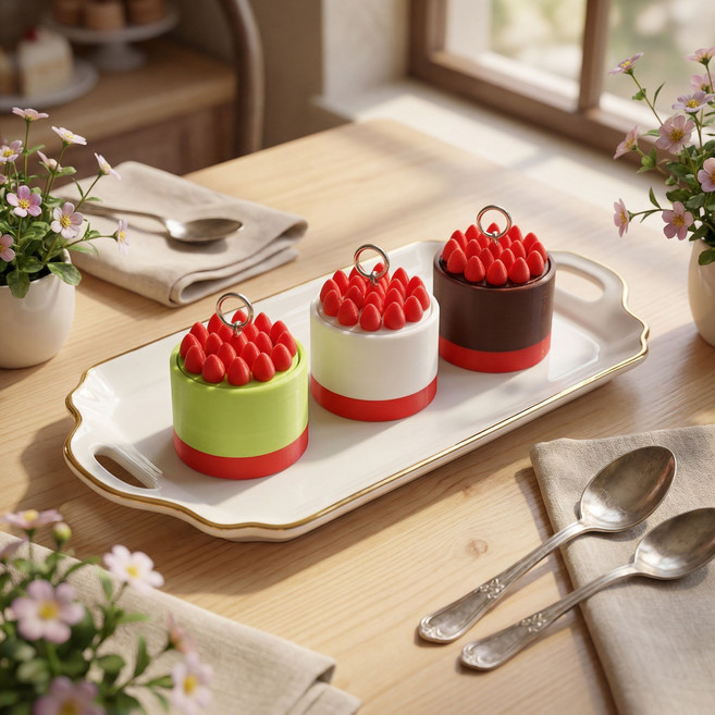 달콤상콤 생딸기 케이크 클리커 키캡 키링 피젯토이 데스크테리어 소품 우정 키링, 1개, 초코 케이크