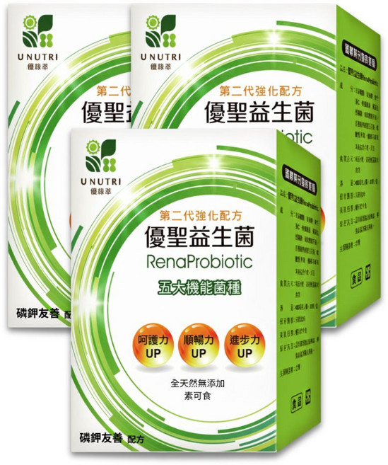 UNUTRI 優綠萃 優聖益生菌 RenaProbiotic 第二代強化配方 磷鉀友善, 3個, 90顆