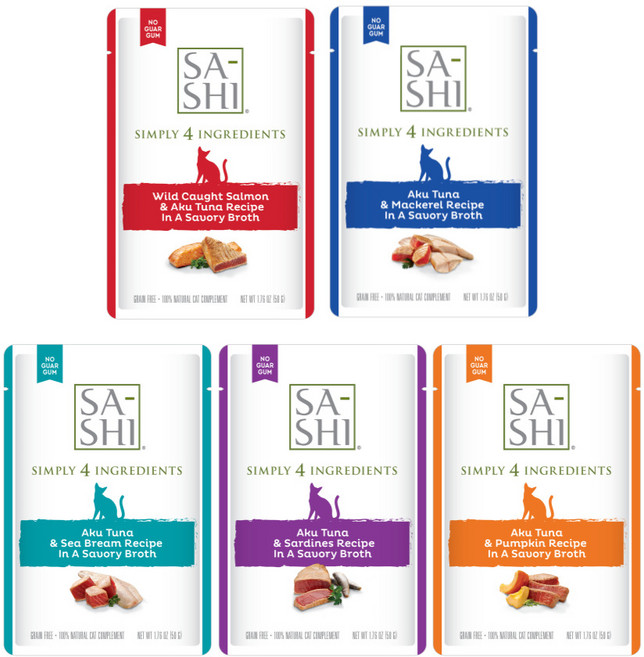 로우즈고양이파우치간식 사시-5종 세트(각1개씩-5종), 5개, 50ml, 기타생선