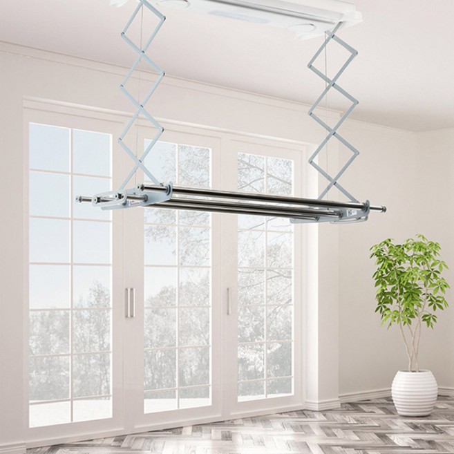 전국무료설치 신제품 자동 전동 빨래 건조대 송풍 확장봉 근접센서 LED램프 리모컨, FED-4P, STEEL