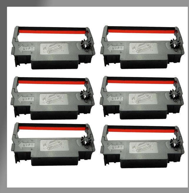 ERC303438 검은색 빨간색 잉크 리본 카트리지 롤러 교체 영수증 주방 프린터 호환용 이펜 TM200 TMU220 TMU230 빅솔론 SNBC SRP275 SRP270 BT, 6 Pack