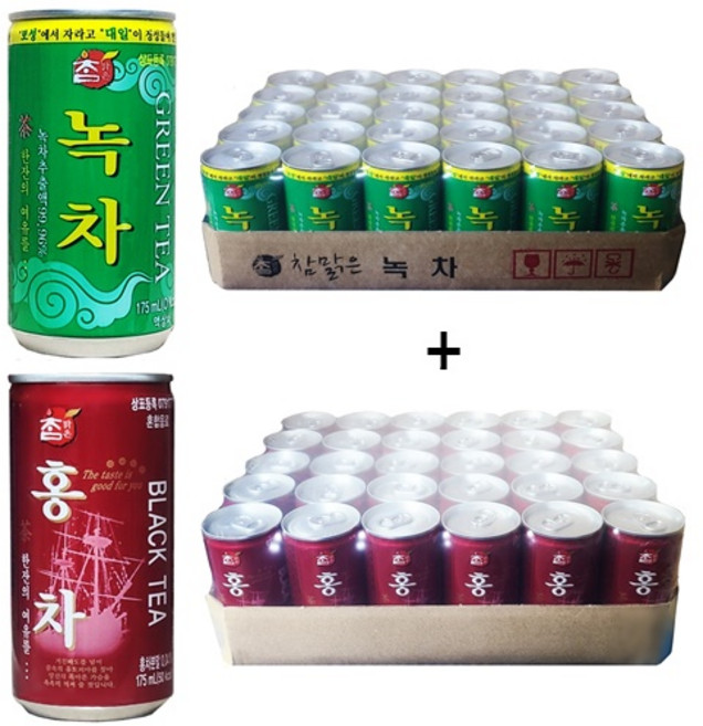참맑은 녹차(30캔) + 참맑은 홍차(30캔) 175ml x 60캔, 60개