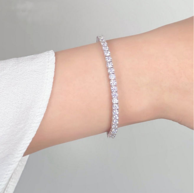 모이사나이트 테니스팔찌 실버 다이아 명품 팔찌 18K 랩다이아 랩그로운다이아몬드