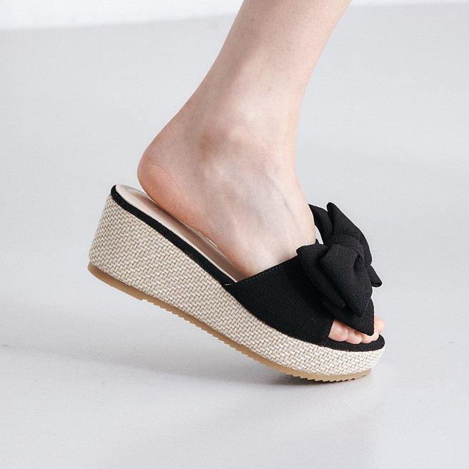 슈리오 여성 여름 데일리 웨지힐 슬리퍼 6cm