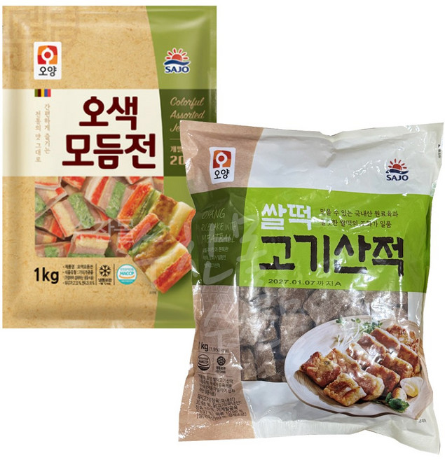 사조오양 오색 모듬전 1kg (20g) + 사조오양 쌀떡고기 산적 1kg, 2개