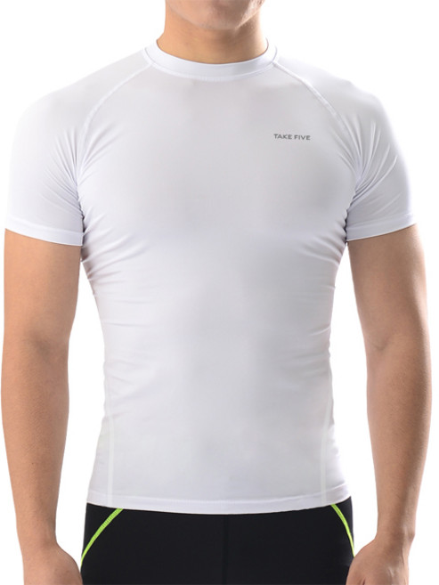 테이크파이브 남자 기능성 머슬핏 반팔 스포츠이너웨어 화이트