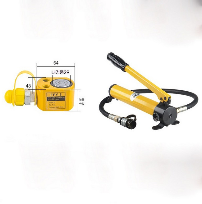 작키램 유압 실린더 펌프 단동 리프팅 세트 10톤 20톤 5T+CP-180 ... 1개, 5T + CP-180 수동펌프
