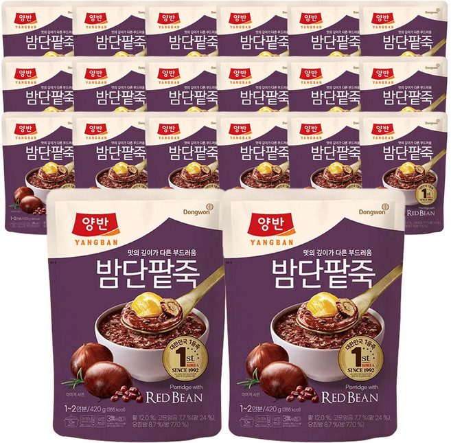 양반 밤단팥죽 파우치, 420g, 20개
