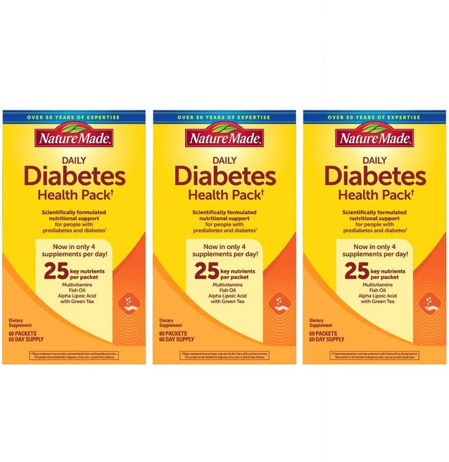 네이쳐 메이드 [3개 SET] 다이어베틱 건강팩 60팩 Nature Made Diabetes Health 60pack, 3개, 60회분 - 쿠팡