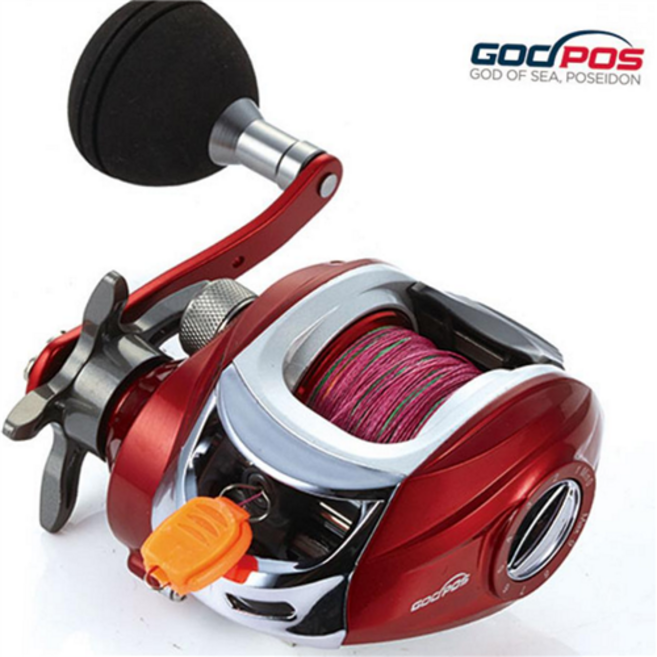장구통릴 베이트 릴 선상 낚시 릴 타이라바 지깅 참돔 배스, 바토스 우핸들-레드