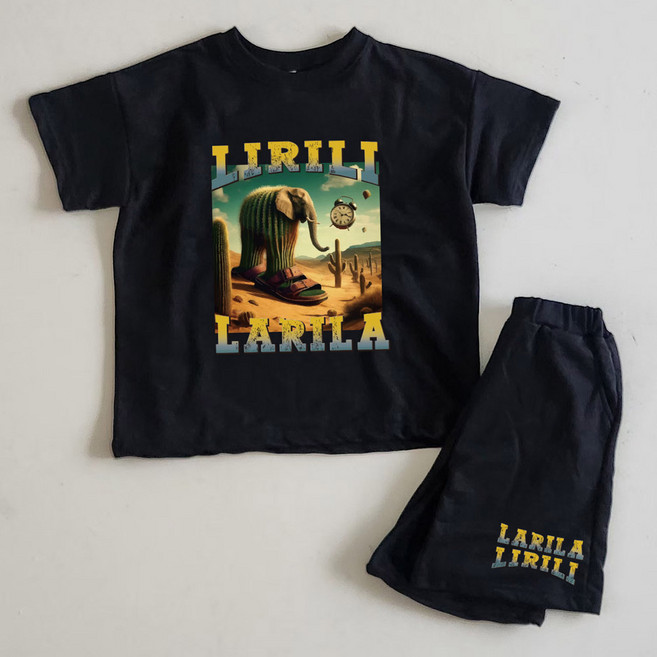 꼬므떼 아동 주니어 이탈리안 브레인롯 여름 상하복 국내생산 사후르 트랄라레오 전사나염 형제룩 등원룩