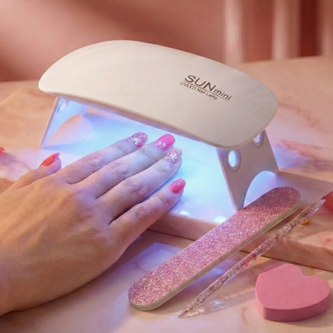 데르시 고출력 미니 KC인증 젤네일 램프 LED 휴대용 4종키트 올인원 세트, 1개, 퓨어화이트