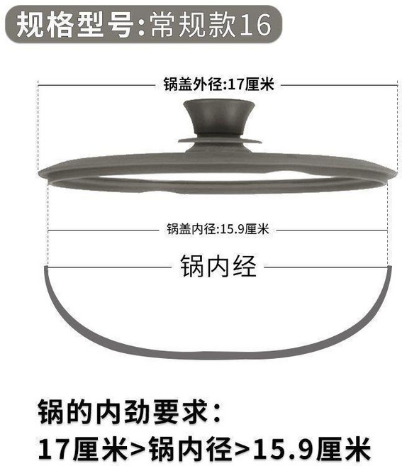 通用玻璃鍋蓋 炒鍋蓋 適用於炒菜鍋 砂鍋 平底鍋, 灰色,多功能款24-26-28cm, 1個