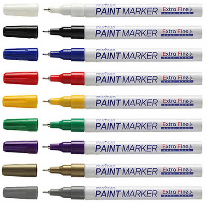 얇은 매우가는닙 페인트마카 초미세팁 디자인펜 유리 가죽 공예펜 컬러 흰색 택1, 은색