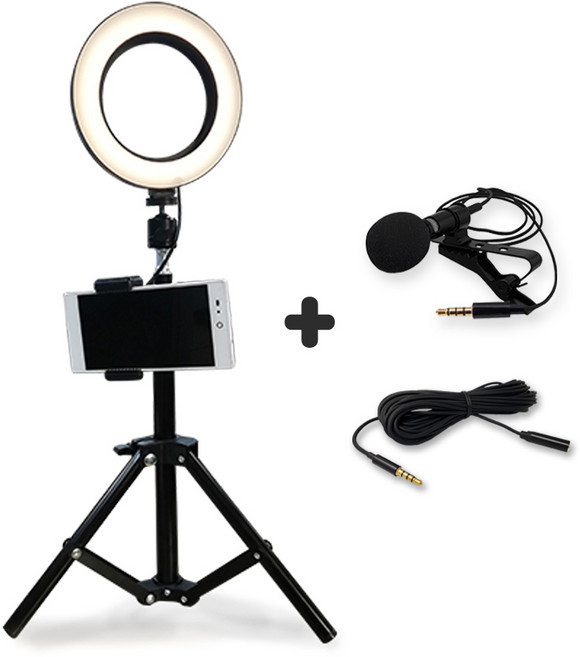 스마토이 방송 조명 스탠다드 링라이트 + 핀마이크 + 6m 연장선 SET, 1개